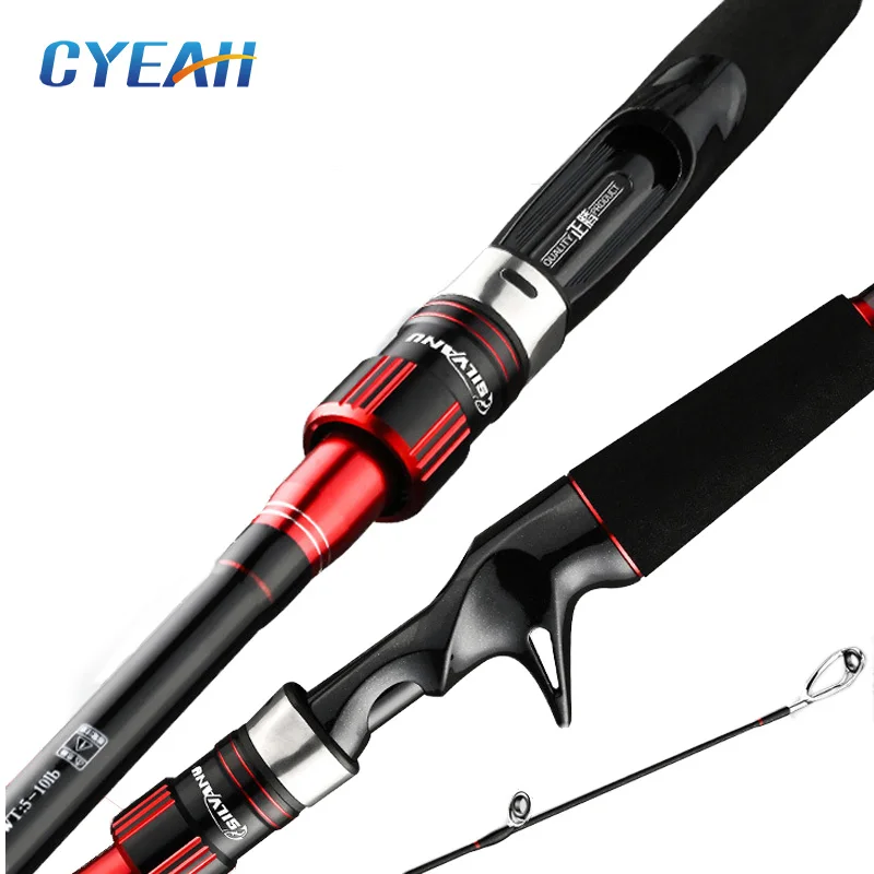 

CYEAH Casting Lure Rod 1.98m 2.1m Carbon Spinning Rod M Power 4 Section Baitcasting Fishing Rod Easy To Carry Travel Pole