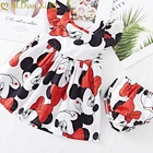 Платье для маленьких девочек из 2 предметов летнее платье для новорожденных с летящими рукавами Хлопковое платье с Минни + нижнее белье для маленьких девочек