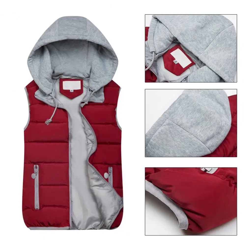 

Women's Vest Candy Color Warm Autumn Winter Hooded Jacket Drawstring Warm Thick Removable Waistcoat Jacket sudaderas