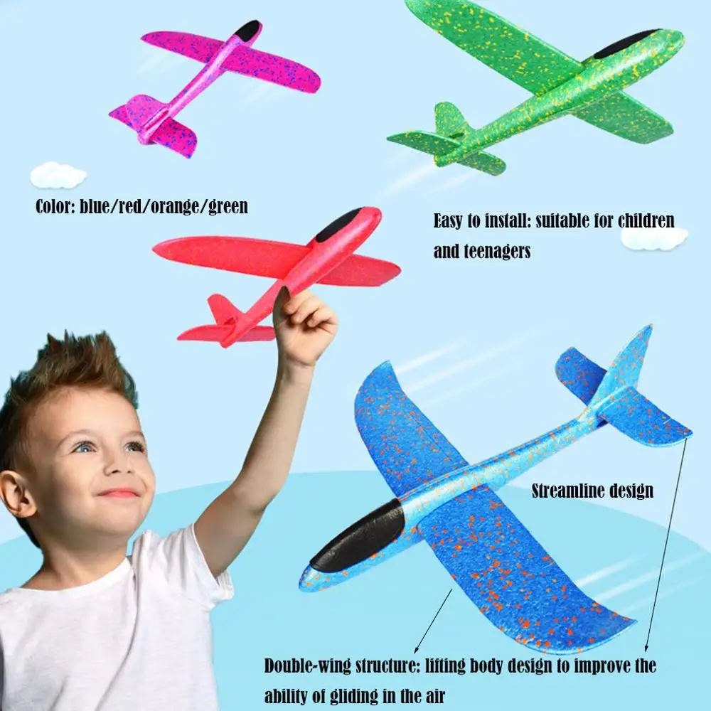 

48cm Big Hand Throw Airplane Flying Foam Glider Plane Inertia Aircraft Toy Hand Launch Mini Airplane Outdoor Toys Gift for Kids