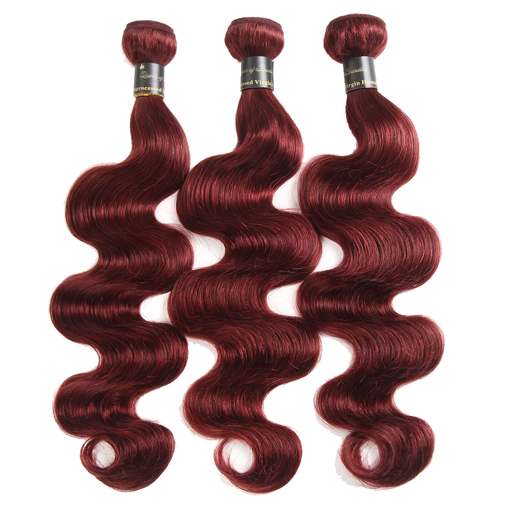 

Red Body Wave Bundles Burgundy Raw Indian Hair 3/4 Pcs Smooth Human Hair Extension 99j Vendors Wholesale Hair Bundles Siyusi