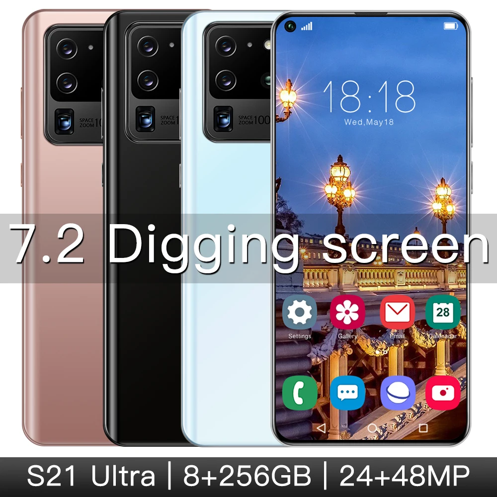 

NEW 5G S21 Ultra 10core Mobile Phone 8G 256G Dual Card 7.2 Full-Screen Ultrabook Global Telefones Celulares Smartphone Google
