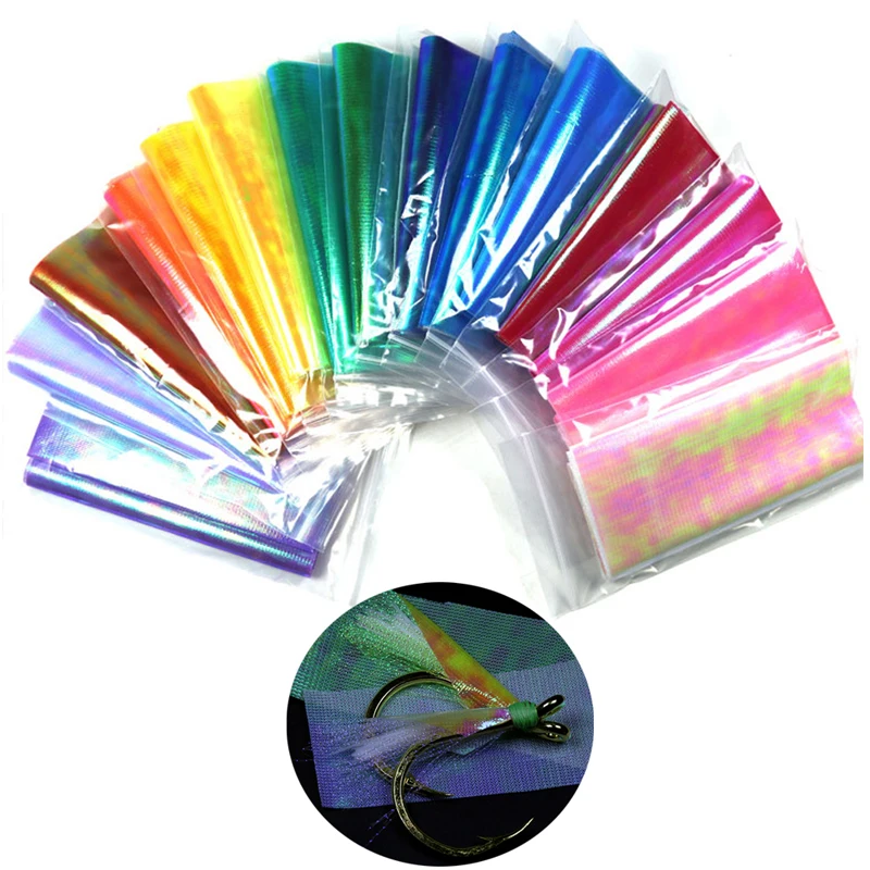 

1bag 15cmX110cm DIY Durable Sabiki Fish Skin Assit Hook Wing Material Sterengthened Multiple Color Holographic Flash Film