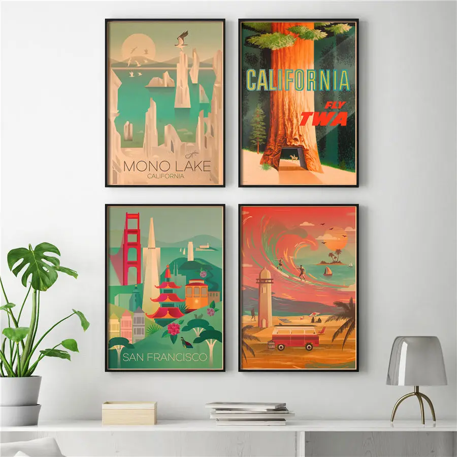 Калифорнийский пейзаж живописный постер с пятнами Художественная печать на