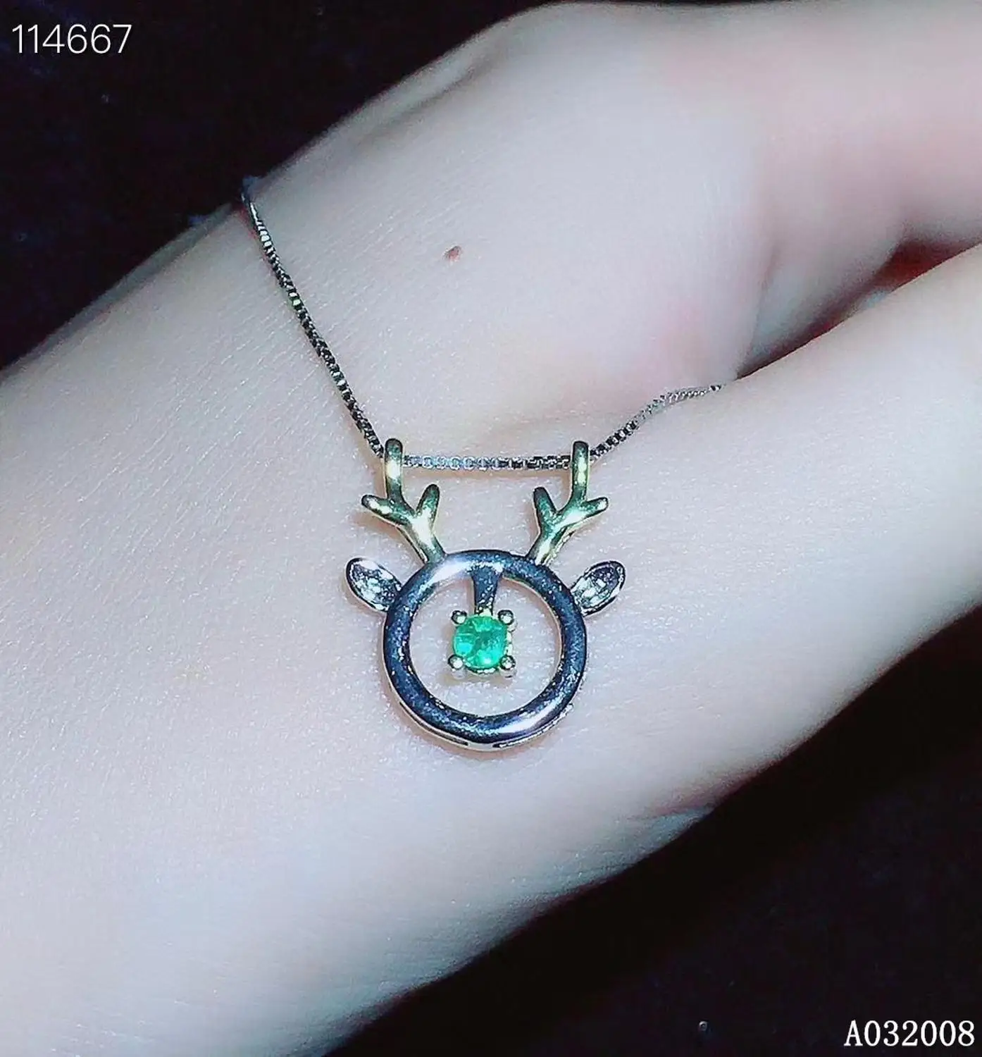 

KJJEAXCMY fine jewelry 925 pure silver inlaid natural emerald girl new Pendant Necklace vintage Clavicle chain support test