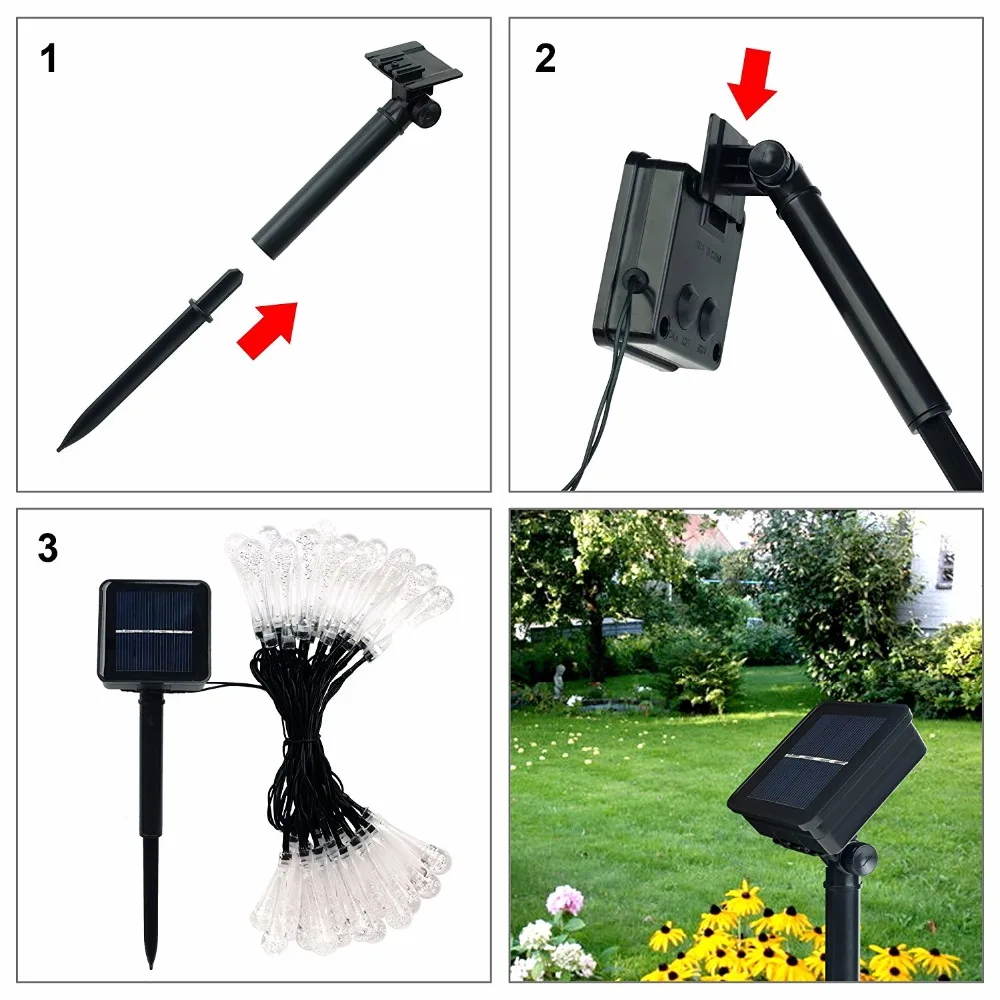

Solar Light Raindrops 5m 7m Led String Lights Fairy Garland Garden Wedding Holidays Christmas Decoration Outdoors