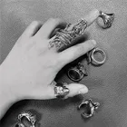 Винтажное кольцо в виде животных, когтей дракона, змеи, мужское, женское, мужское, в стиле панк, хип-хоп, регулируемое, готическое, подарочное ювелирное изделие