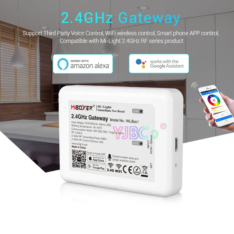 

Miboxer WL-Box1 2.4GHz Gateway Wifi controller DC5V compatible with IOS/Andriod system Wireless APP Control for led strip light