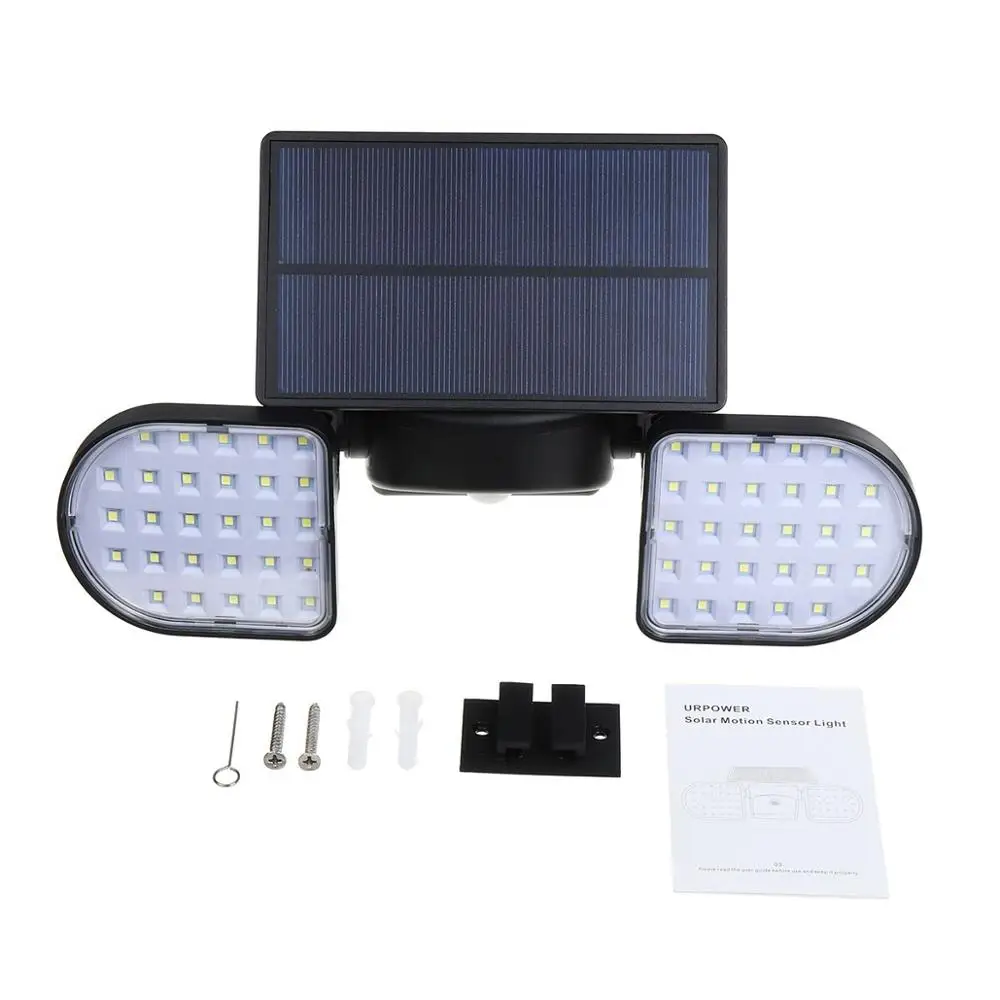 

Outdoor Solar LED Light Motion Sensor Wall Lights 56/30LED Dual Head Spotlights Floor Lamp IP65 Patio Garden Decor Garage Light