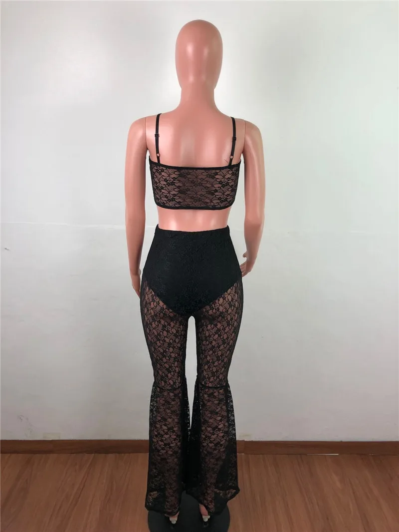 Adogirl черный кружевной прозрачный женский комплект из 2 предметов короткий топ на