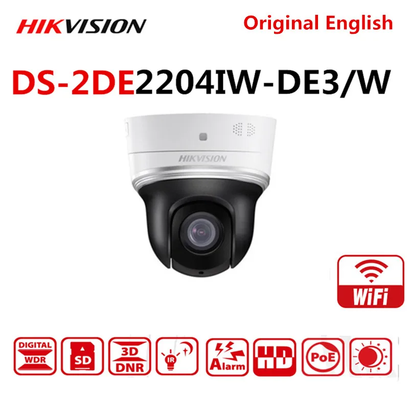 Hikvision DS-2DE2204IW-DE3/W английская версия 2MP/1080P 4 × Wifi мини PTZ ip-камера Беспроводная с ИК-поддержкой PoE ONVIF sd-карта