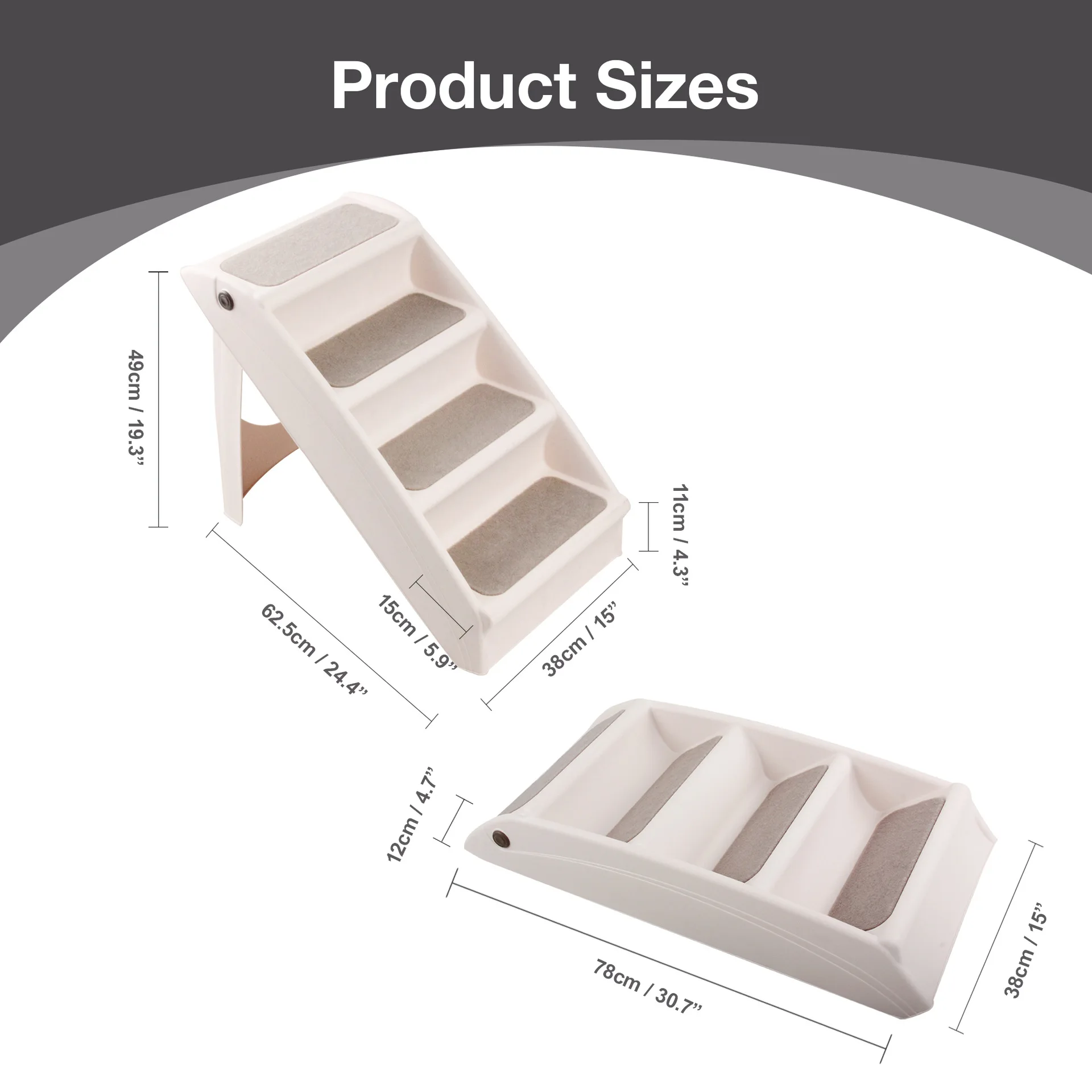 

Environmental protection material pet ladder four-section foldable plastic dog ladder lightweight and convenient non-slip bed sm