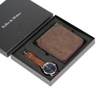 Роскошный мужской кошелек 2 шт.компл., подарок с часами, деловой креативный комбинированный комплект, высококачественные мужские часы с бумажником, подарок на день рождения и свадьбу