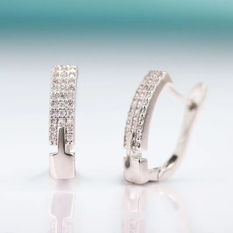 Женские серьги гвоздики MAIKALE длинные из розового золота с кубическим цирконием