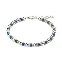 runda mens bracelet natural stone kyanite with stainless steel adjustable size 17 19cm fashion womens charm bead bracelet