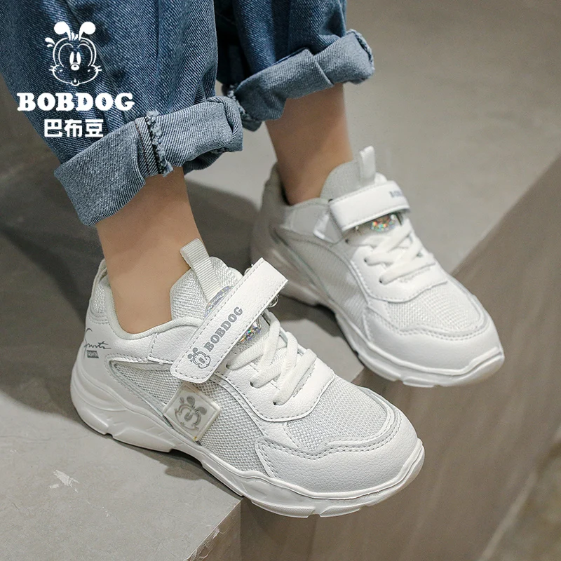 

Best Selling Kids Boy Sport Shoes White Mesh And Leather Sneakers For Girls Soft Sole Kids Gym Shoes Designer Boys School Shoe