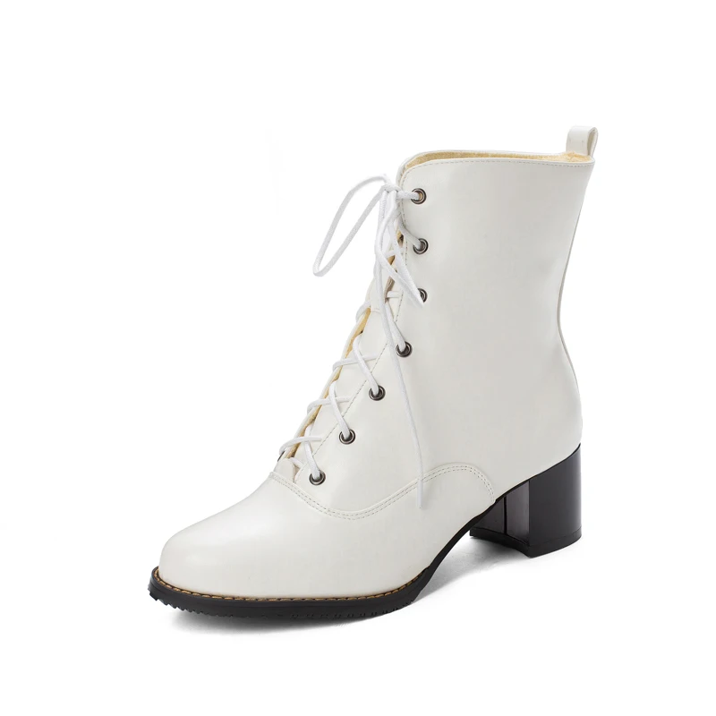 QPLYXCO New Plus Size 31-52 Winter warm Ankle Boots Women 2019 High Heels 5cm Lace up Pumps Wedding snow boots Shoes woman L-3 | Обувь