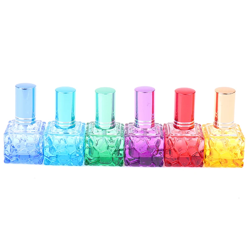 

10ML Thick Mini Fragrance Cosmetic Packaging Spray Bottle Colorful Square Glass Perfume Bottle Refillable Glass Vials