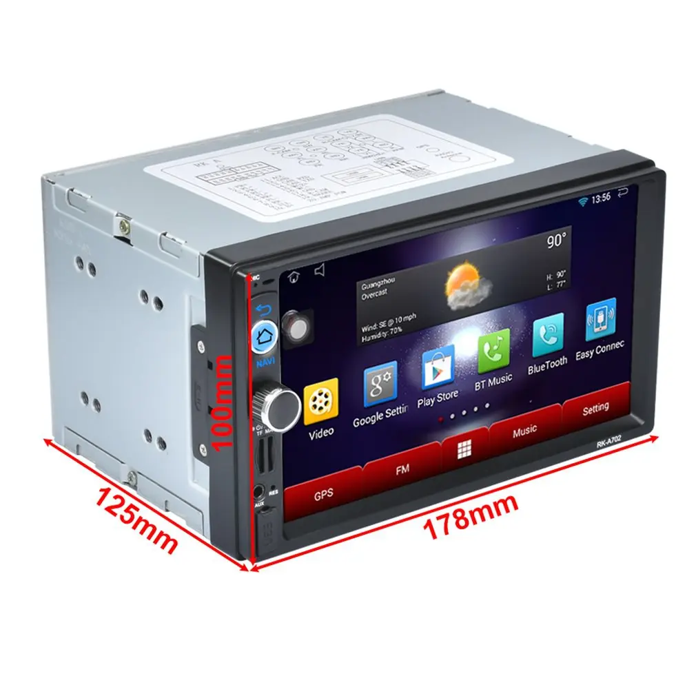 

7- 2 Din 1024*600 MP3/MP4/MP5 Bluetooth, Android 6,0