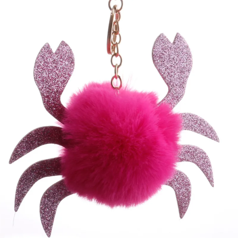 1 шт. брелок с помпоном из меха краба искусственного кроличьего для сумок милый