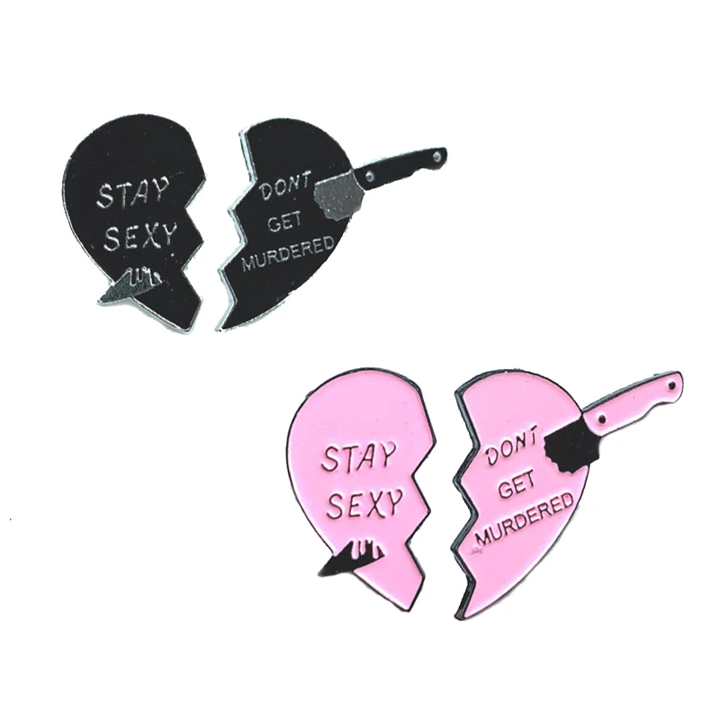 

Broken Heart Metal Enamel Brooch Inserted Bloody Knife Heart Shaped Badge Pin Charm Trendy Sexy Costume Jewelry Accessories Gift