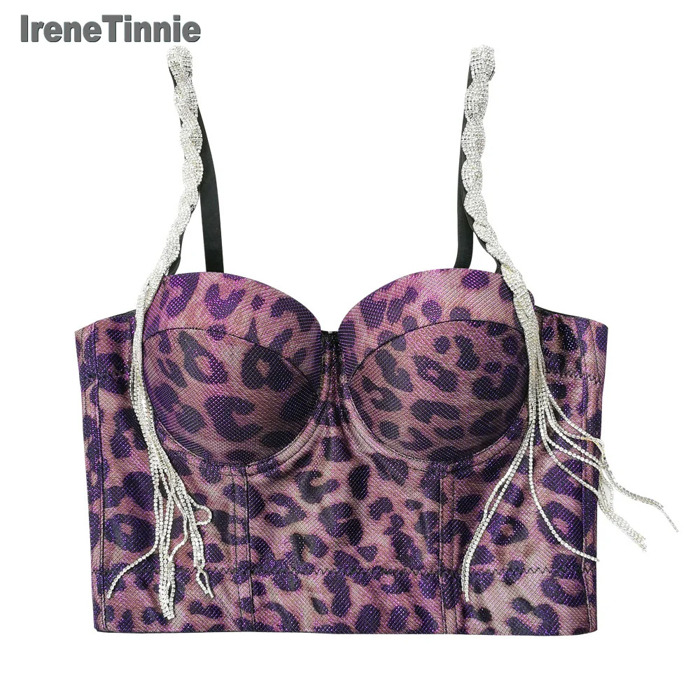 

Women Sexy Leopard Tank Tops Spaghetti Straps V Neck Printed Party Club Camisole Crop Tops Cute Animal Pattern Tops