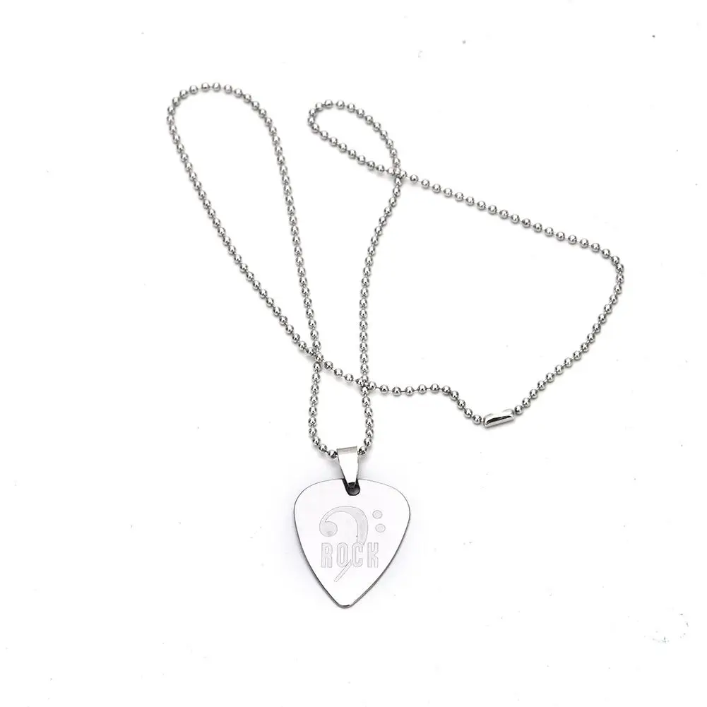 1pc metall akustische elektrische gitarre bass halskette pick durable edelstahl dünne vermittler pick mit kette für guitarra free global shi