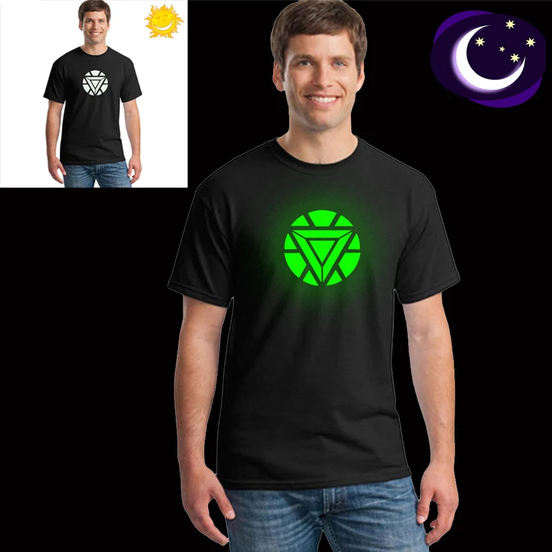 Черная футболка модная мужская светящаяся в темноте с коротким рукавом Мужская