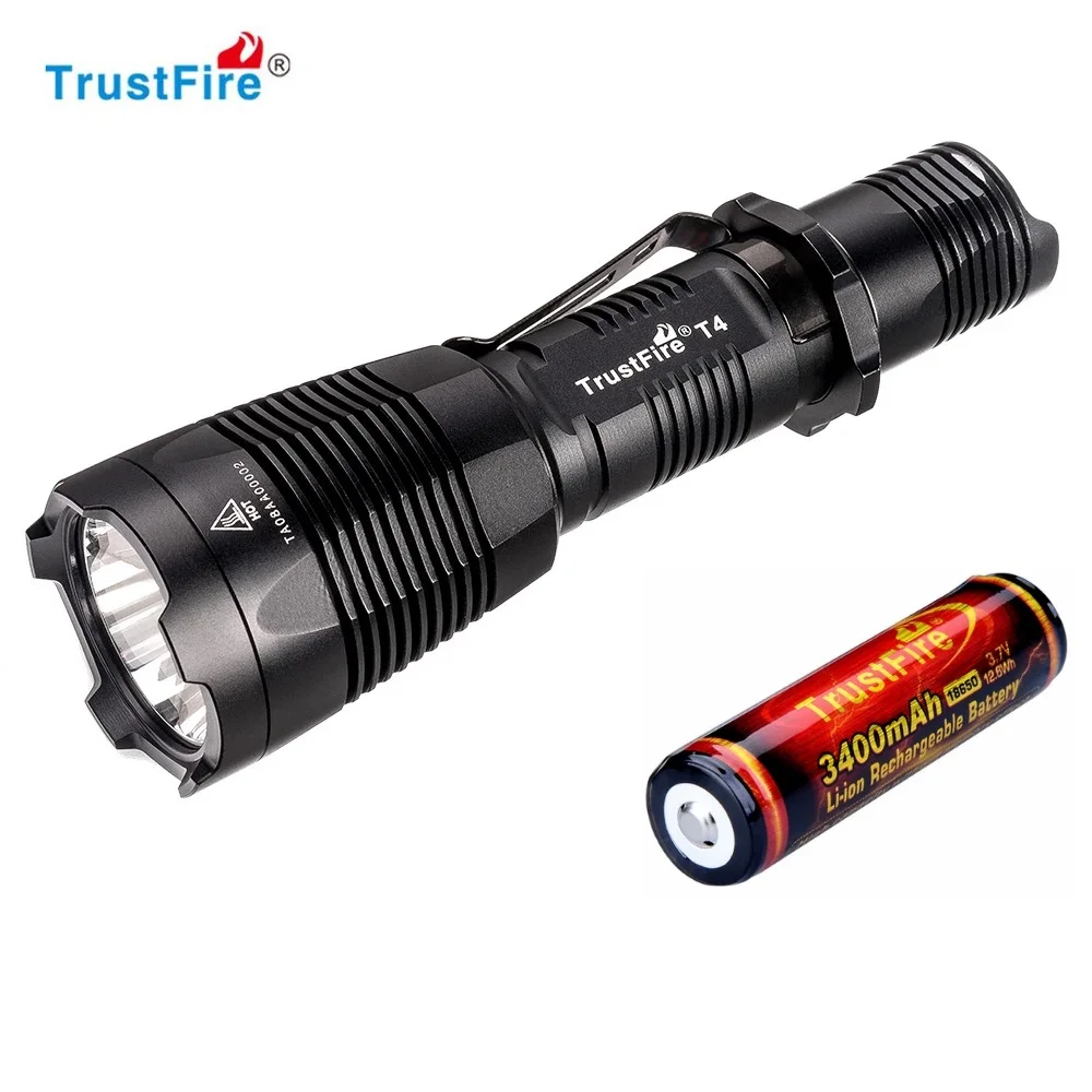 2019 TrustFire T4 светодиодный вспышка светильник CREE XPL HI V3 1000lm тактический вспышки
