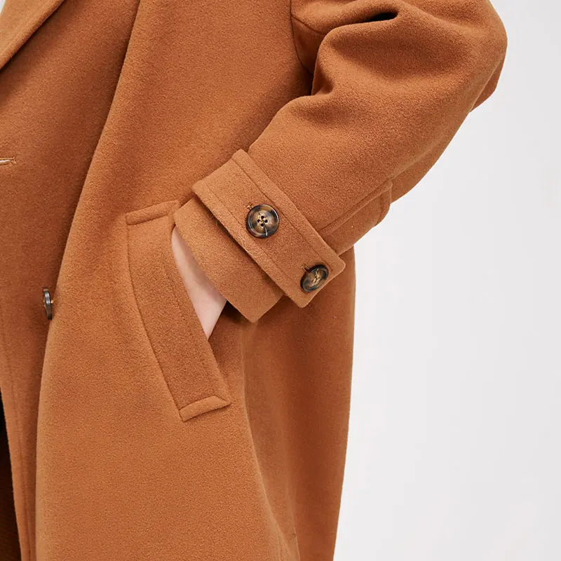 Vero Moda осень зима лацкан воротник двубортное шерстяное пальто | 318327564