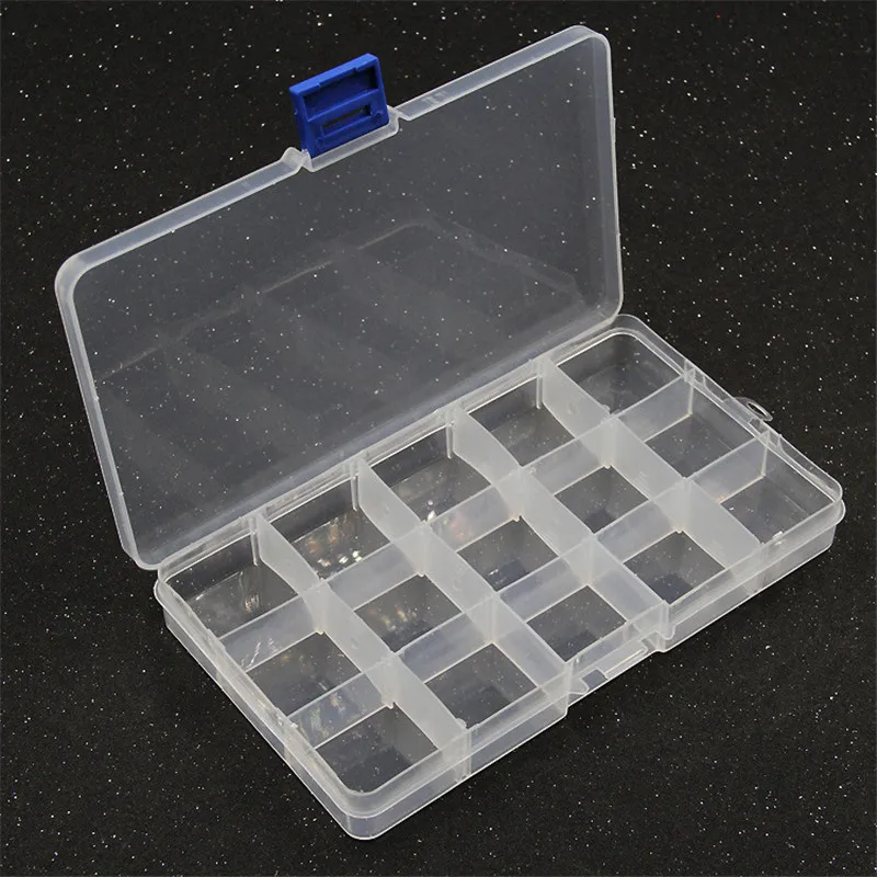 

1 PCS Square Transparent Plastic Storage Box Case 10/24 Slot Adjustable for Jewelry Beads Earring Case Organizer