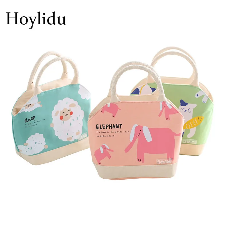 

Waterproof Canvas Fresh Insulation Lunch Box Bag for Women Kids Cartoon Animals Aluminum Foil Thermal Cooler Food Picnic Bags
