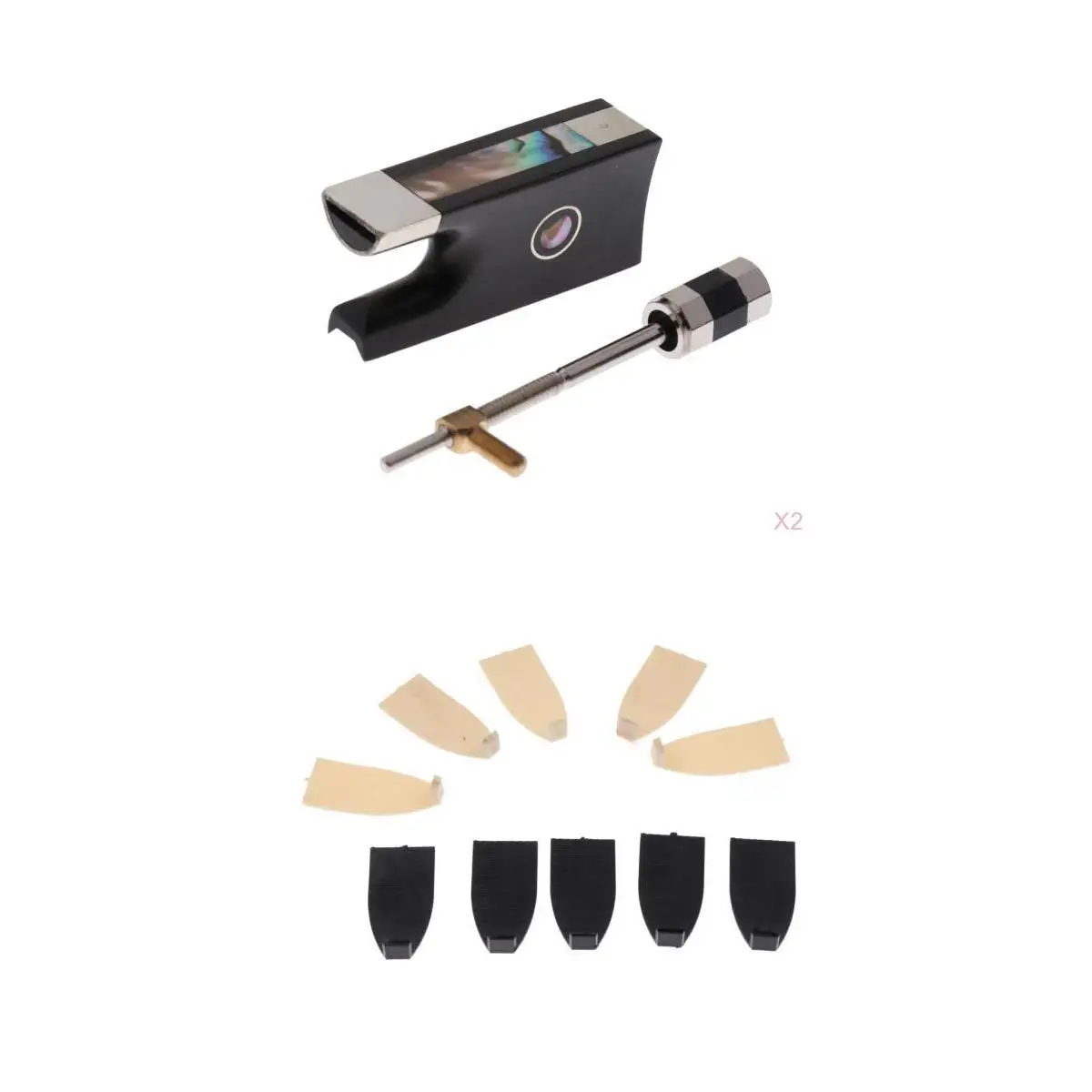 

2x Violin Ebony Bow Frog+10x Violin Cello Bow Tip For String Instrument Accs