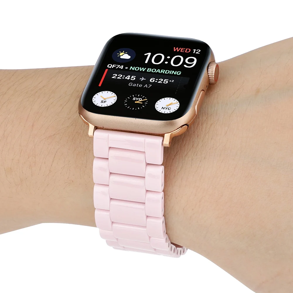 Ремешок из гладкой керамики для Apple Watch Band Series 6 5 4 3 черный/белый/розовый браслет