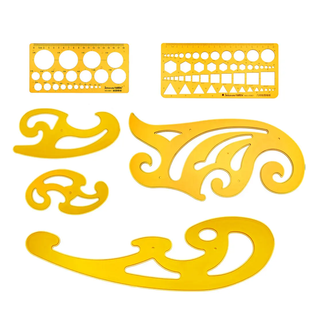 

uxcell 6pcs Curve Ruler Multi-function Comic Template Tool Yellow for Drafting Drawing Pattern Making and Drawing Projects