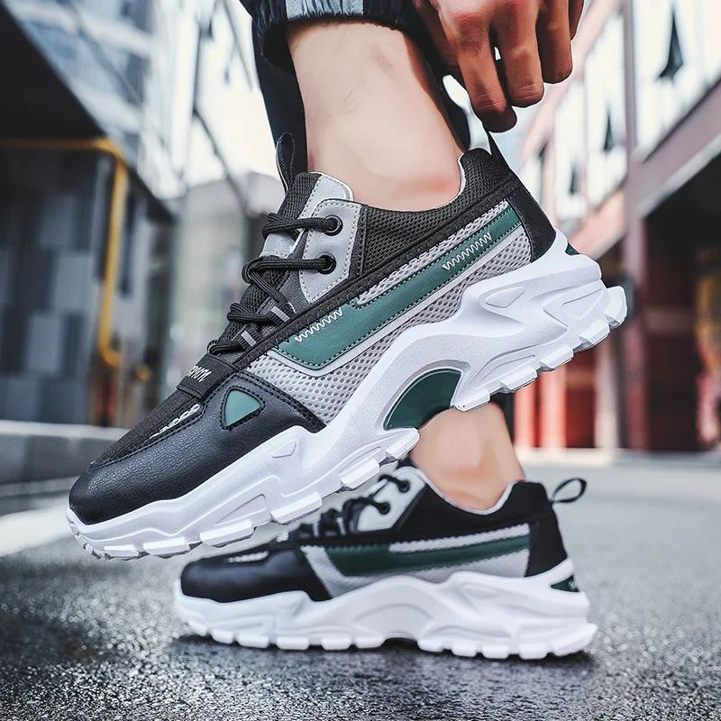 

Mesh Men Thick-soled Casual Sneakers All-match Breathable Lace-Up Old Dad Shoes Running Shoes Soft Bottom Casual Sneakers Man