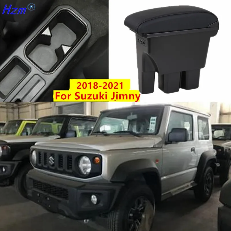 Подлокотник для Suzuki Jimny 2018 2019 2020 JB74 двухслойный удобное хранение черная кожаная