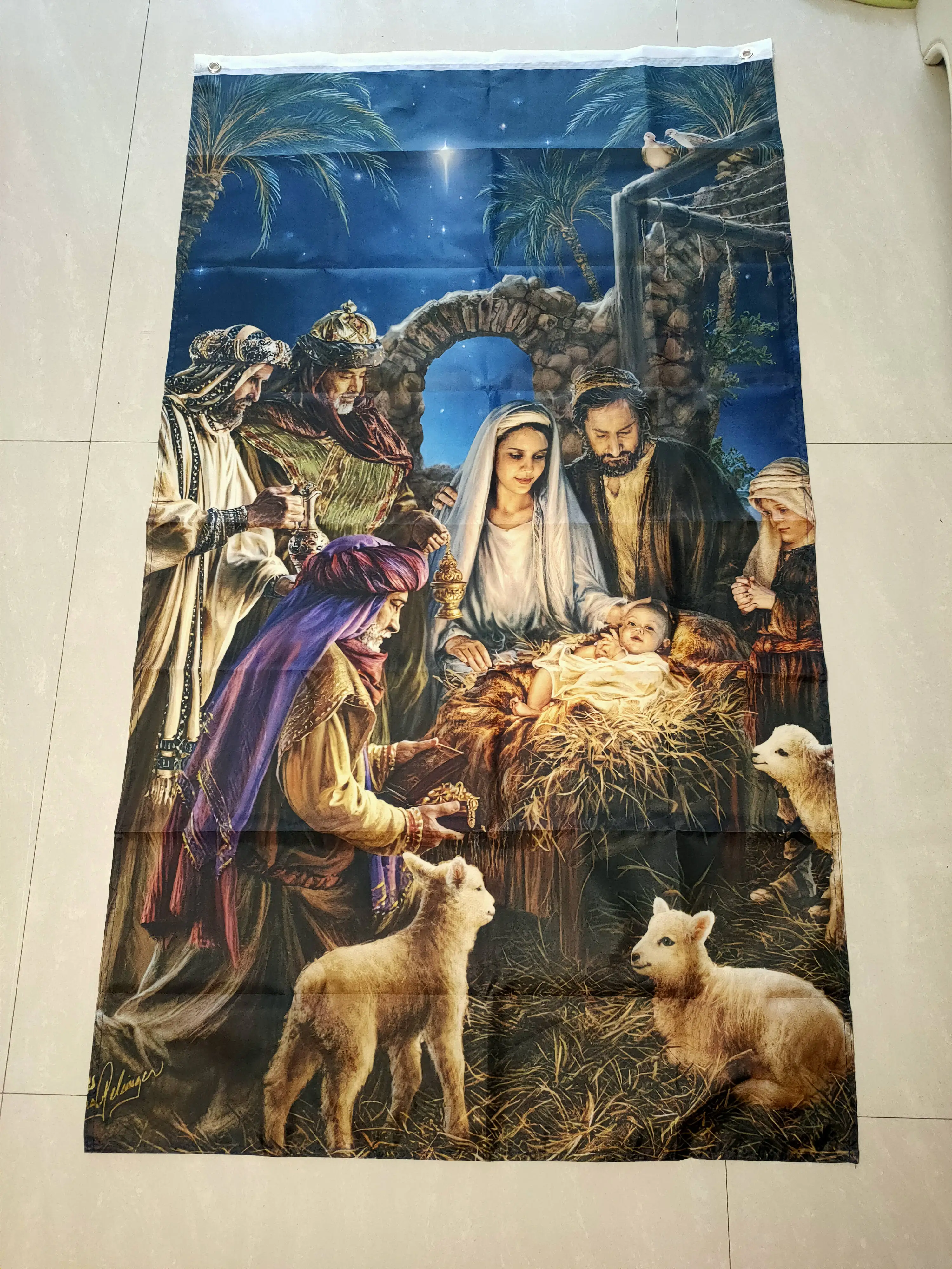 Nativity Birth of Jesus Christ Flag Custom Any Size Printing  3x5 FT Flying Banner 100D Polyester Decor Decoration