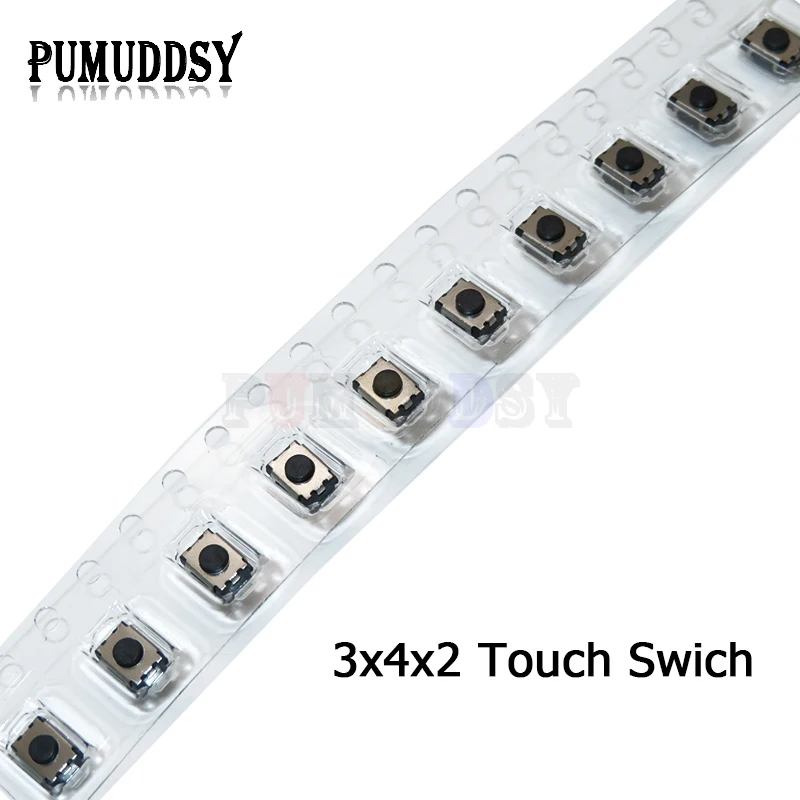 

50 шт. 3*4*2 мм кнопочный переключатель 2-контактный патч сенсорный переключатель SMD 3x4x2 мм BXV