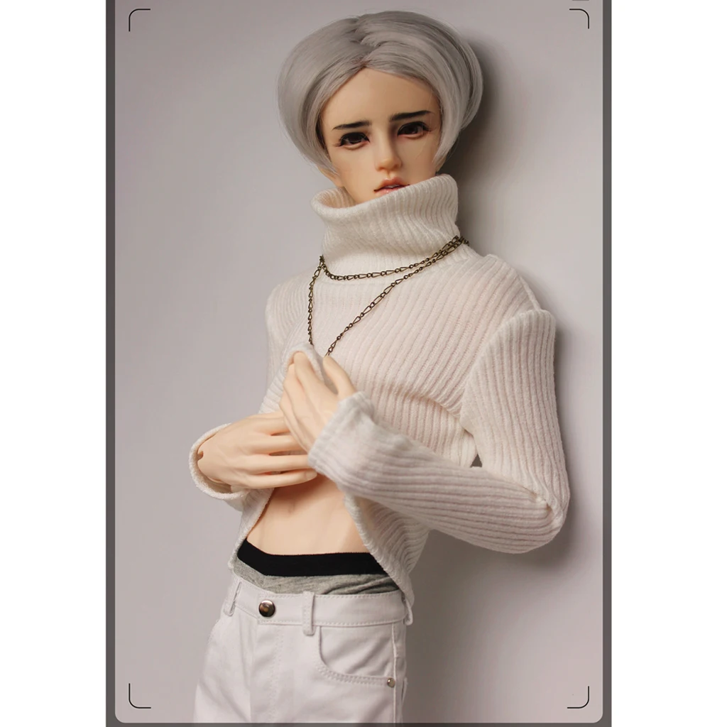 

1/3 Male BJD White Turtleneck Sweater Jeans Set for Normal 70cm Uncle Dolls Accessories