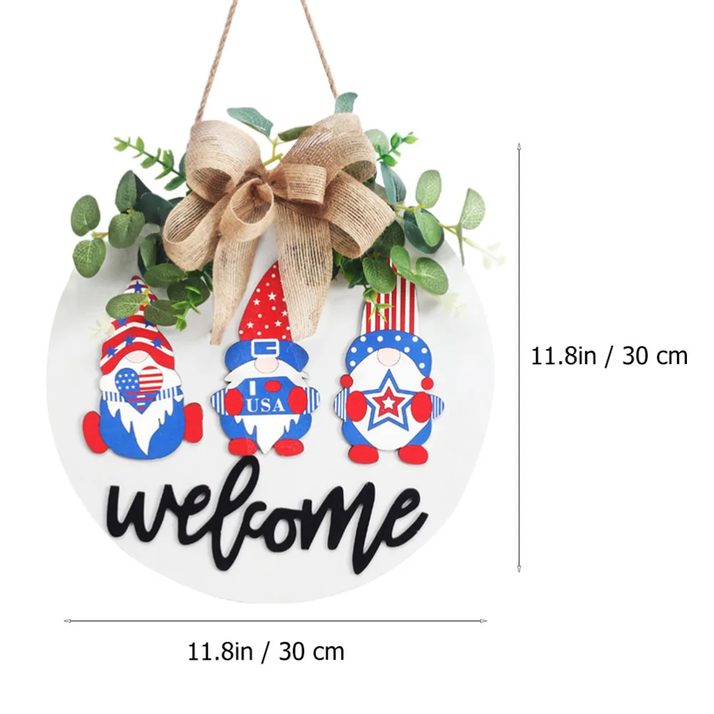 

1Pc Wooden Lovely Independence Day Pendant Gnome Design Ornament for Home