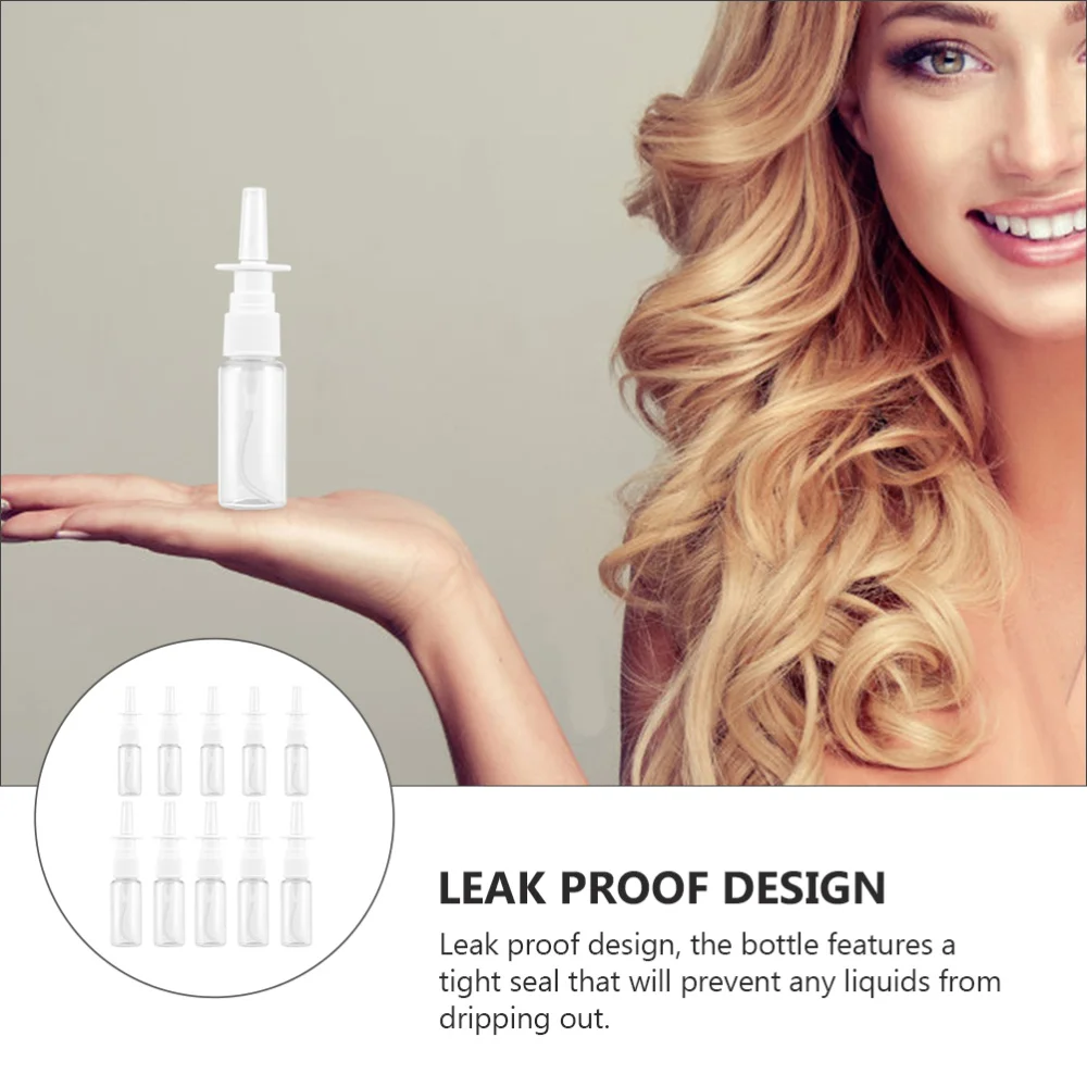 

10pcs Transparent Nasal Spray Bottles Empty Sprayer Refillable Containers