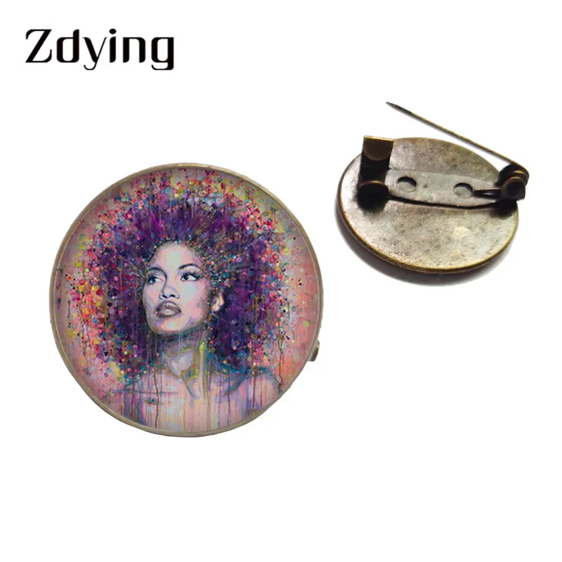 ZDYING Африканский хип-хоп девушки Искусство Живопись круглые Броши Античная