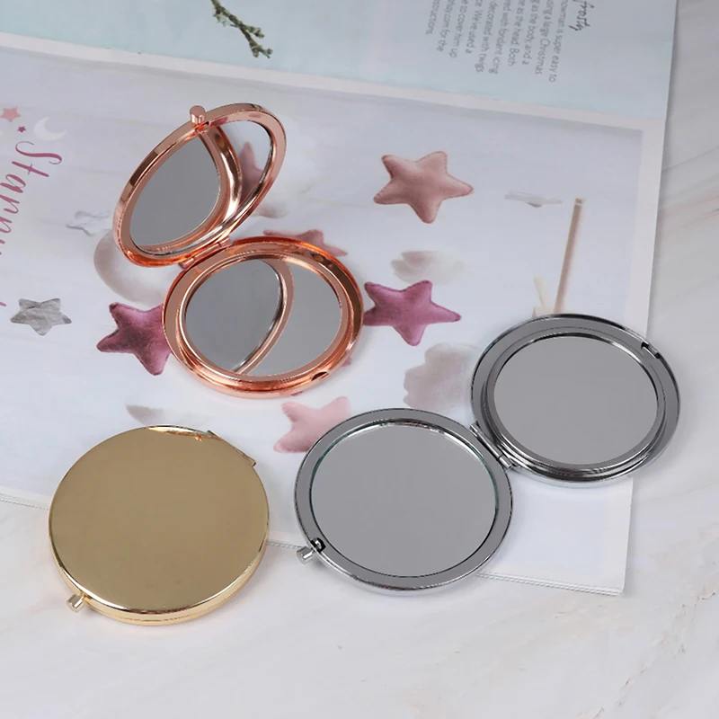 1 PC Portable Folding Mirror Compact Stainless Steel Metal Makeup Cosmetic Pocket Beauty Accessories |