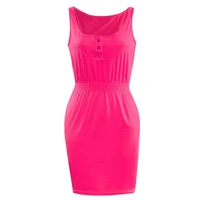 80 hot sales plus size women summer fluorescence solid color sundress over hip mini dress