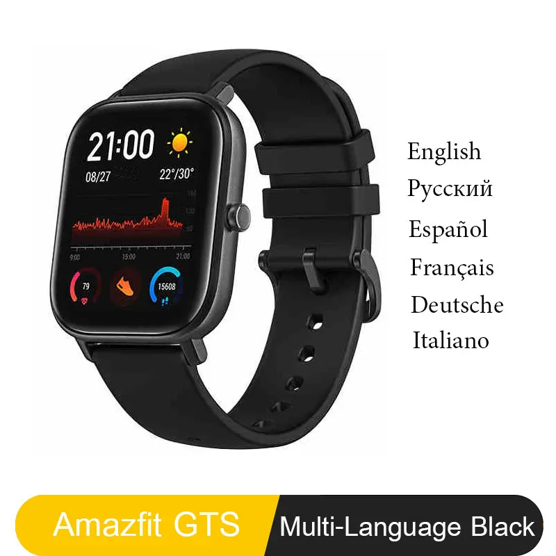 Новые Amazfit GTS глобальная версия Смарт часы Huami Открытый gps позиционирования бег сердечного ритма 5ATM водонепроницаемый смарт часы - Цвет: Meteorite Black