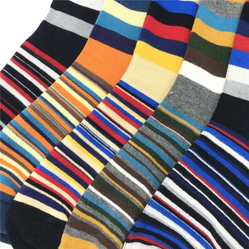 

Spring Autumn And Winter Classic Color Thick And Thin Stripes Unisex Socks In Tube Men's Cotton Socks Multicolor Optional