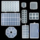 Прозрачная пластиковая шкатулка для хранения ювелирных изделий, регулируемый контейнер для бисера, сережек, прямоугольная шкатулка, чехол