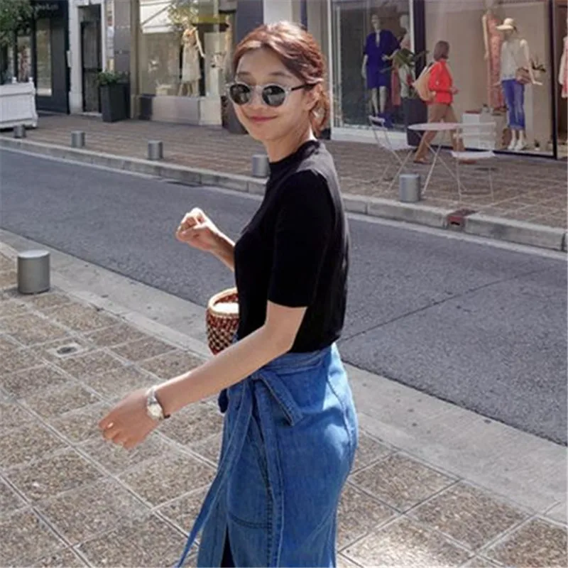 Новинка 2018 женская футболка с круглым вырезом и коротким рукавом летняя