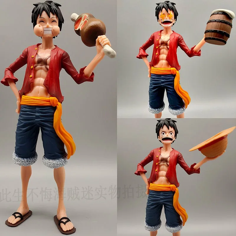 

27cm One Piece Monkey D. Luffy Anime Action Figure laugh and change face figurine PVC Collection Model Dolls Toy for Gifts